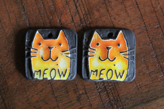 Kitty - ceramic earring dangles