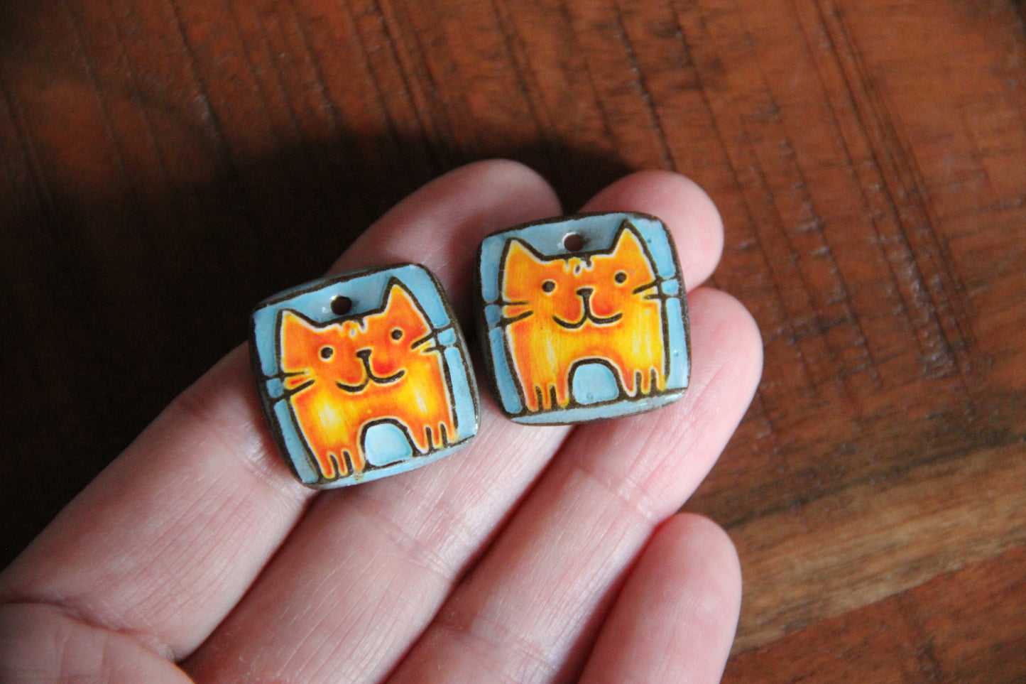 Kitty - ceramic earring dangles