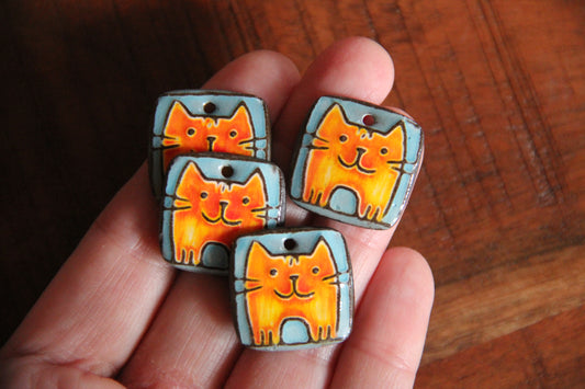 Kitty - ceramic earring dangles