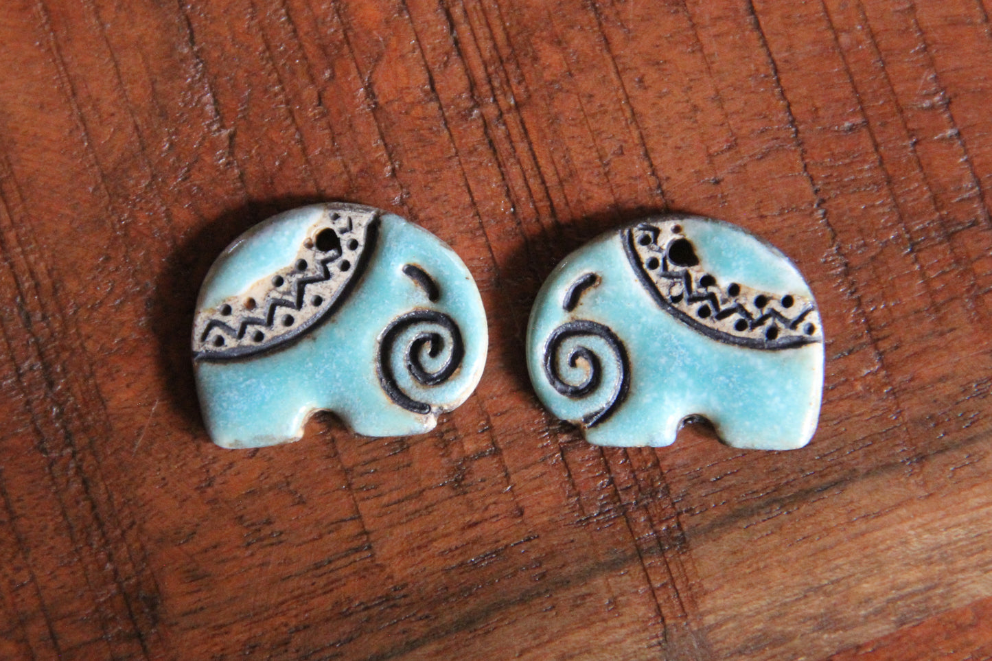 Elephants - ceramic earring dangles
