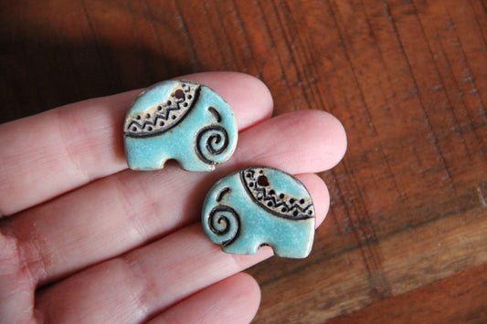 Elephants - ceramic earring dangles