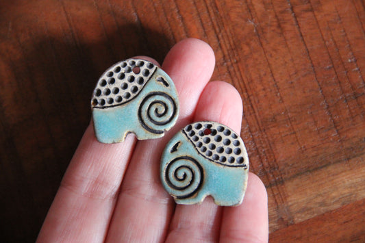 Elephants - ceramic earring dangles