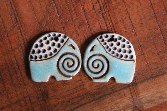 Elephants - ceramic earring dangles