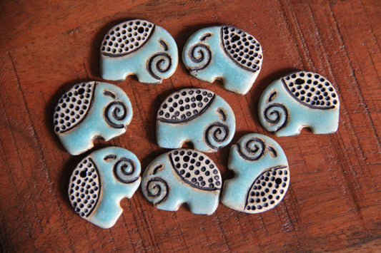 Elephants - ceramic earring dangles