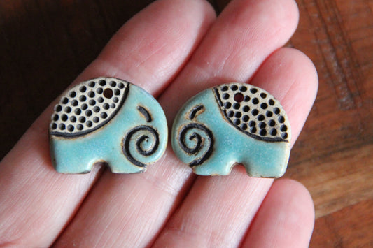 Elephants - ceramic earring dangles