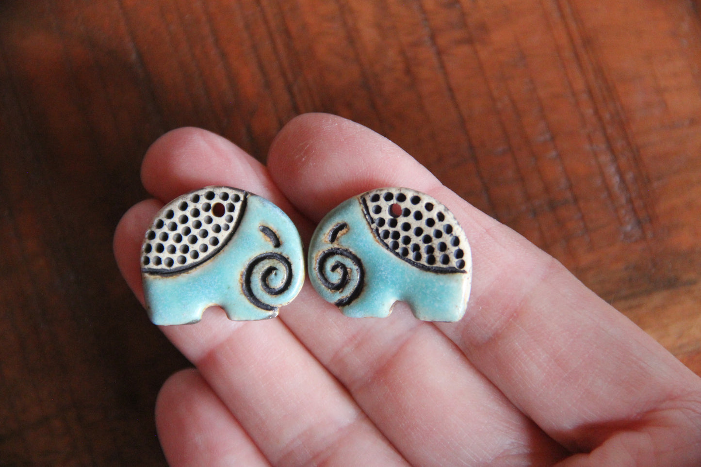 Elephants - ceramic earring dangles