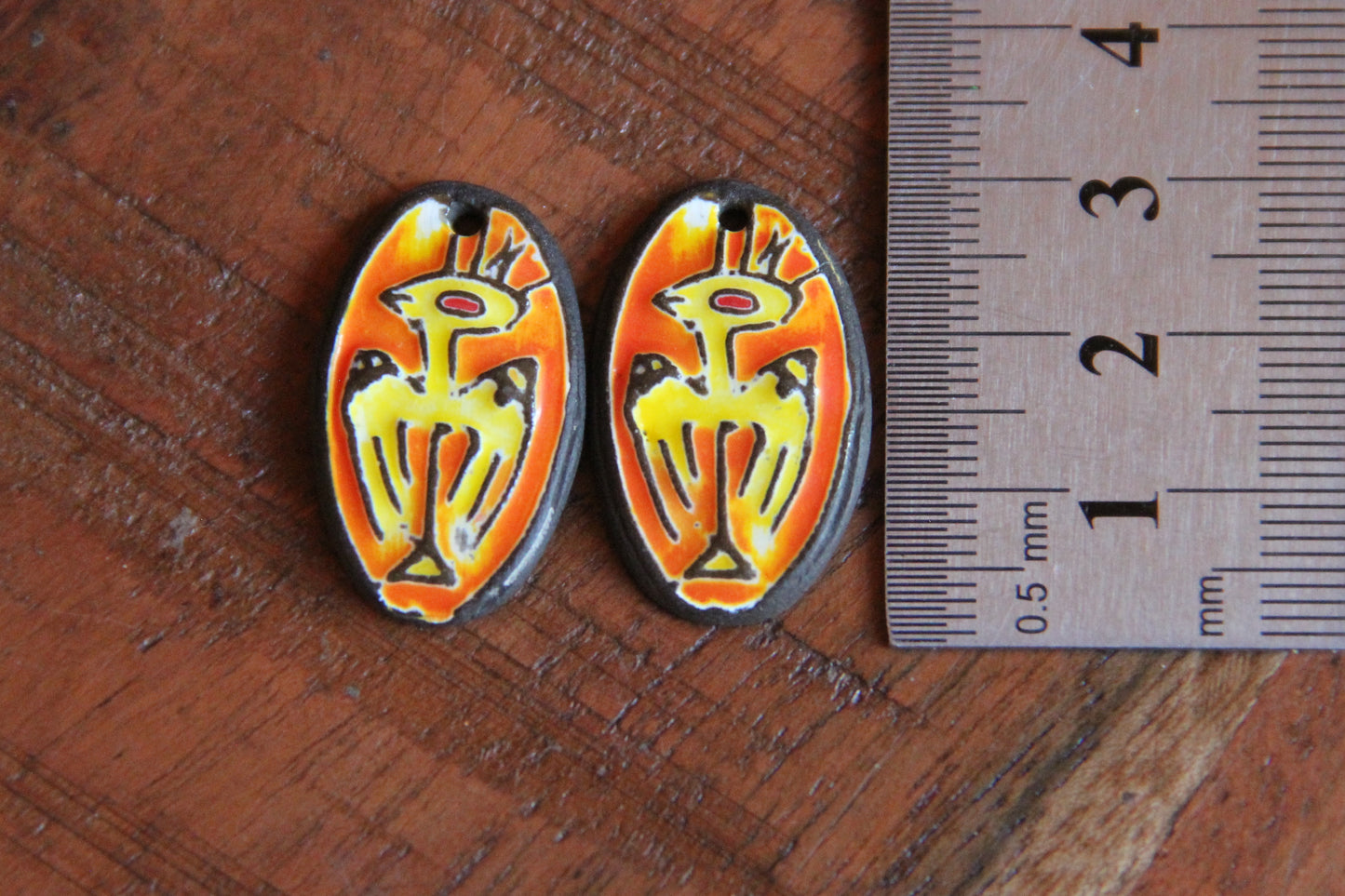 A pair of ceramic earring dangles