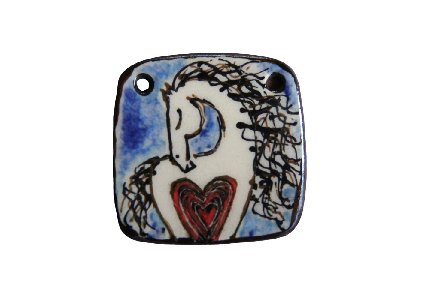 HORSE LOVE ceramic focal pendant