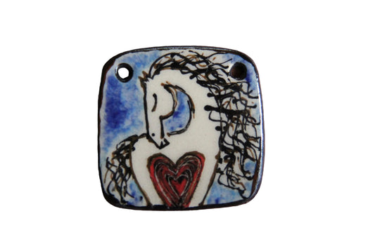HORSE LOVE ceramic focal pendant