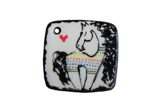 HORSE LOVE ceramic focal pendant