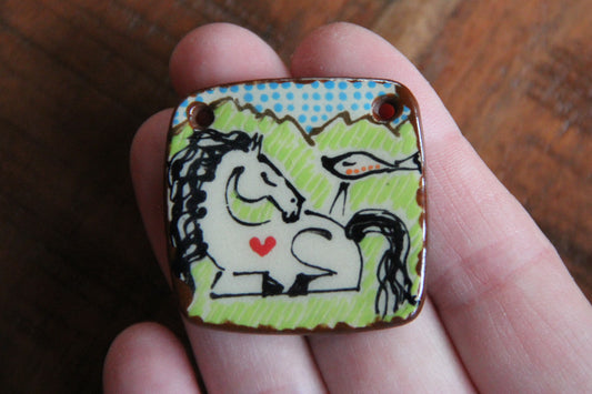 Quiet conversation... handmade ceramic focal pendant