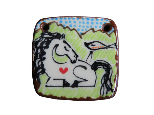 Quiet conversation... handmade ceramic focal pendant