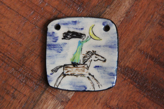 Chasing the Moon.... handmade ceramic focal pendant