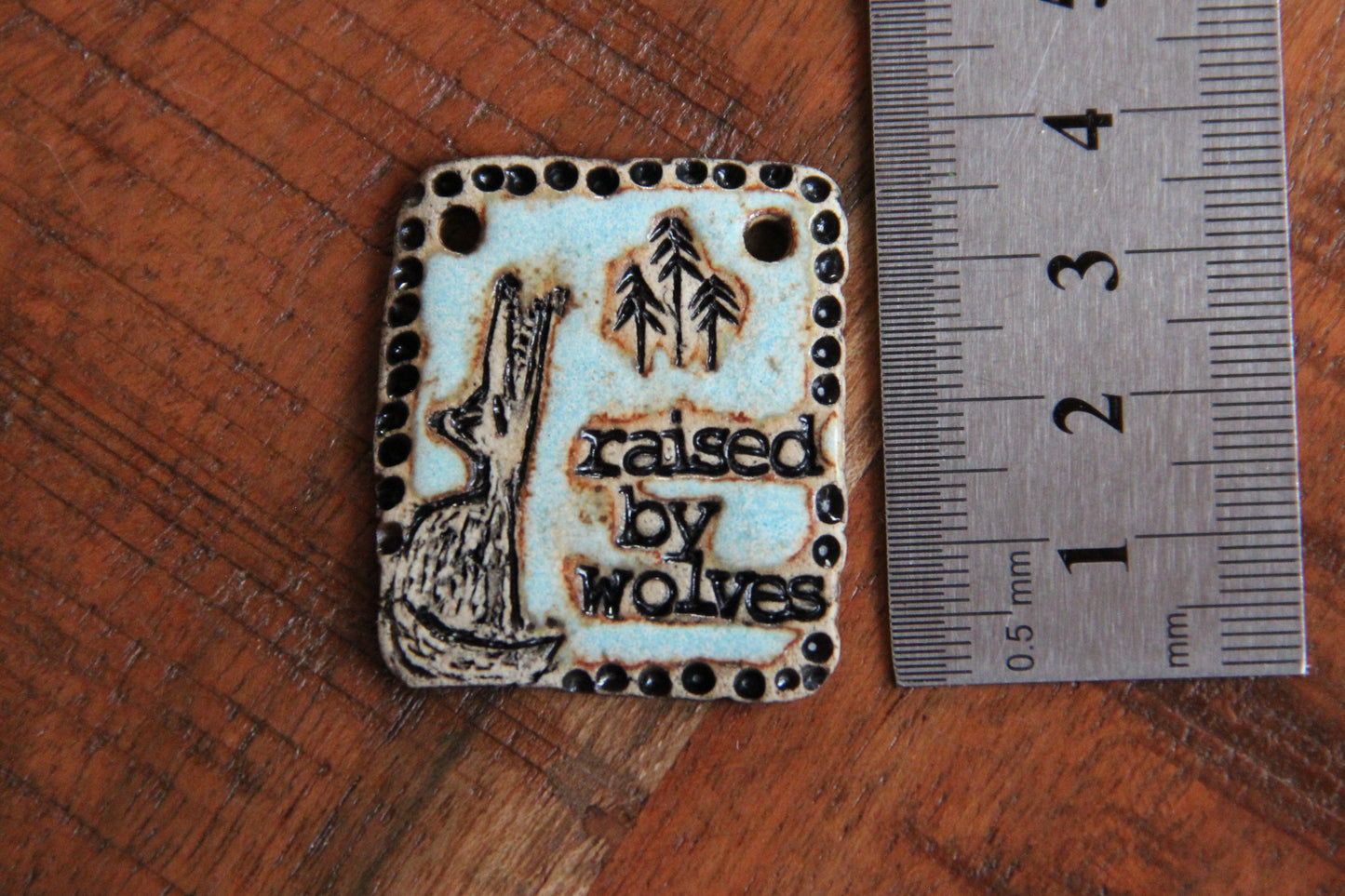 Raised by the Wolves - Stoneware Rustic Pendant