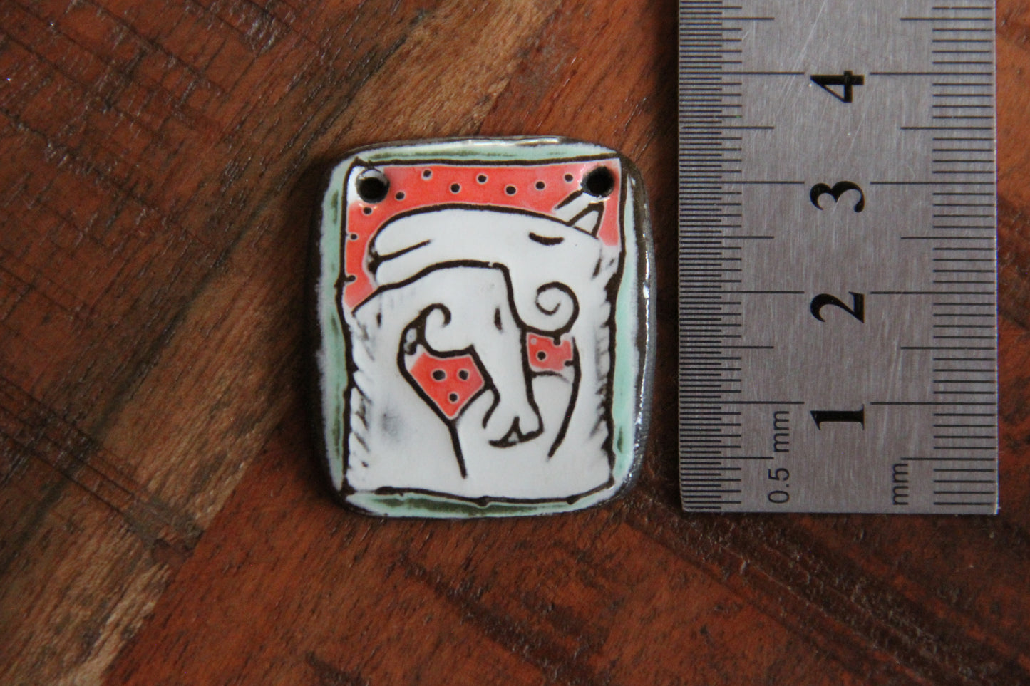 Handmade ceramic focal pendant HORSE LOVE