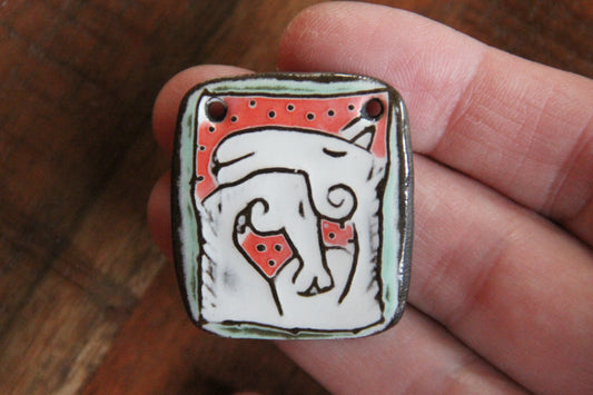 Handmade ceramic focal pendant HORSE LOVE