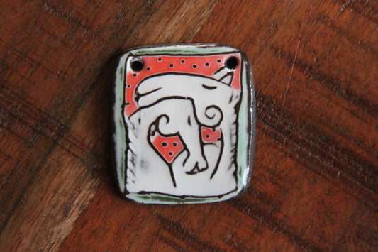 Handmade ceramic focal pendant HORSE LOVE