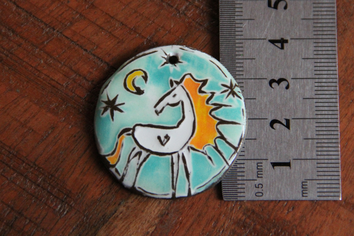 Ceramic Horse Pendant - Horse under the Moon and Stars