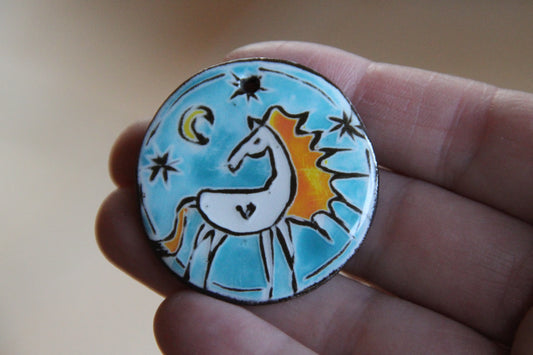 Ceramic Horse Pendant - Horse under the Moon and Stars