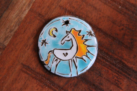 Ceramic Horse Pendant - Horse under the Moon and Stars
