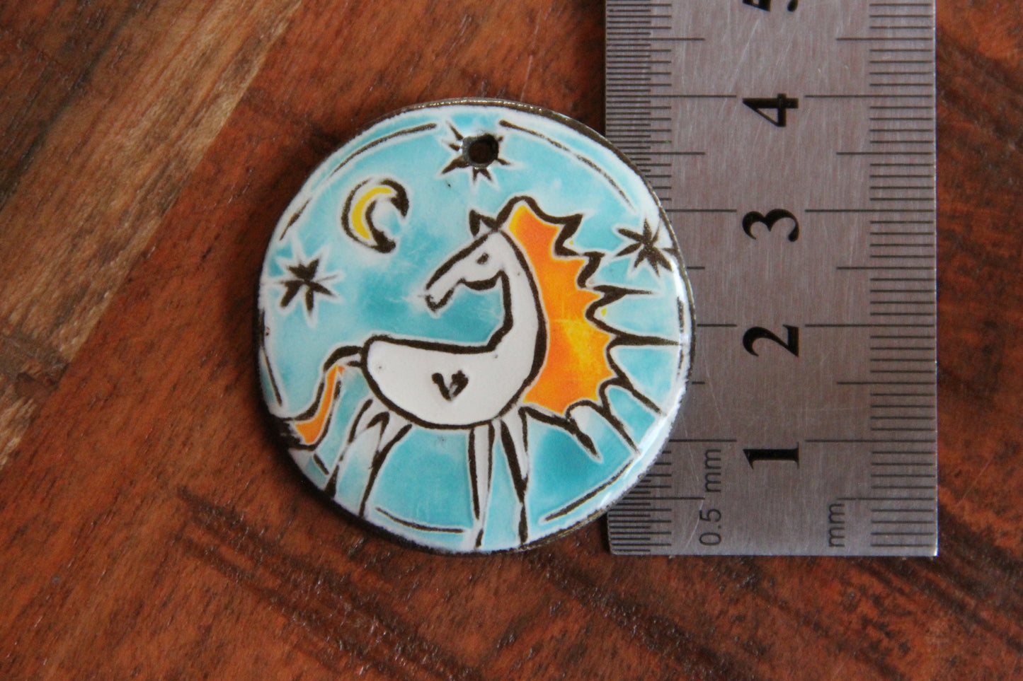 Ceramic Horse Pendant - Horse under the Moon and Stars
