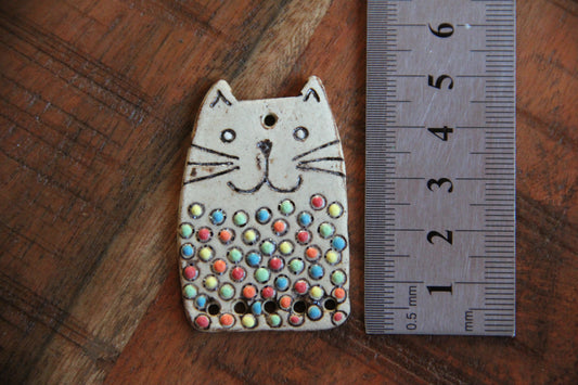 SALE - CAT Stoneware Rustic Pendant