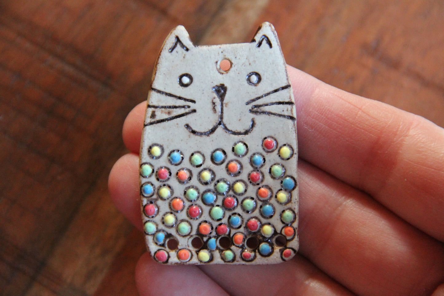 SALE - CAT Stoneware Rustic Pendant