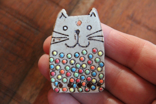SALE - CAT Stoneware Rustic Pendant