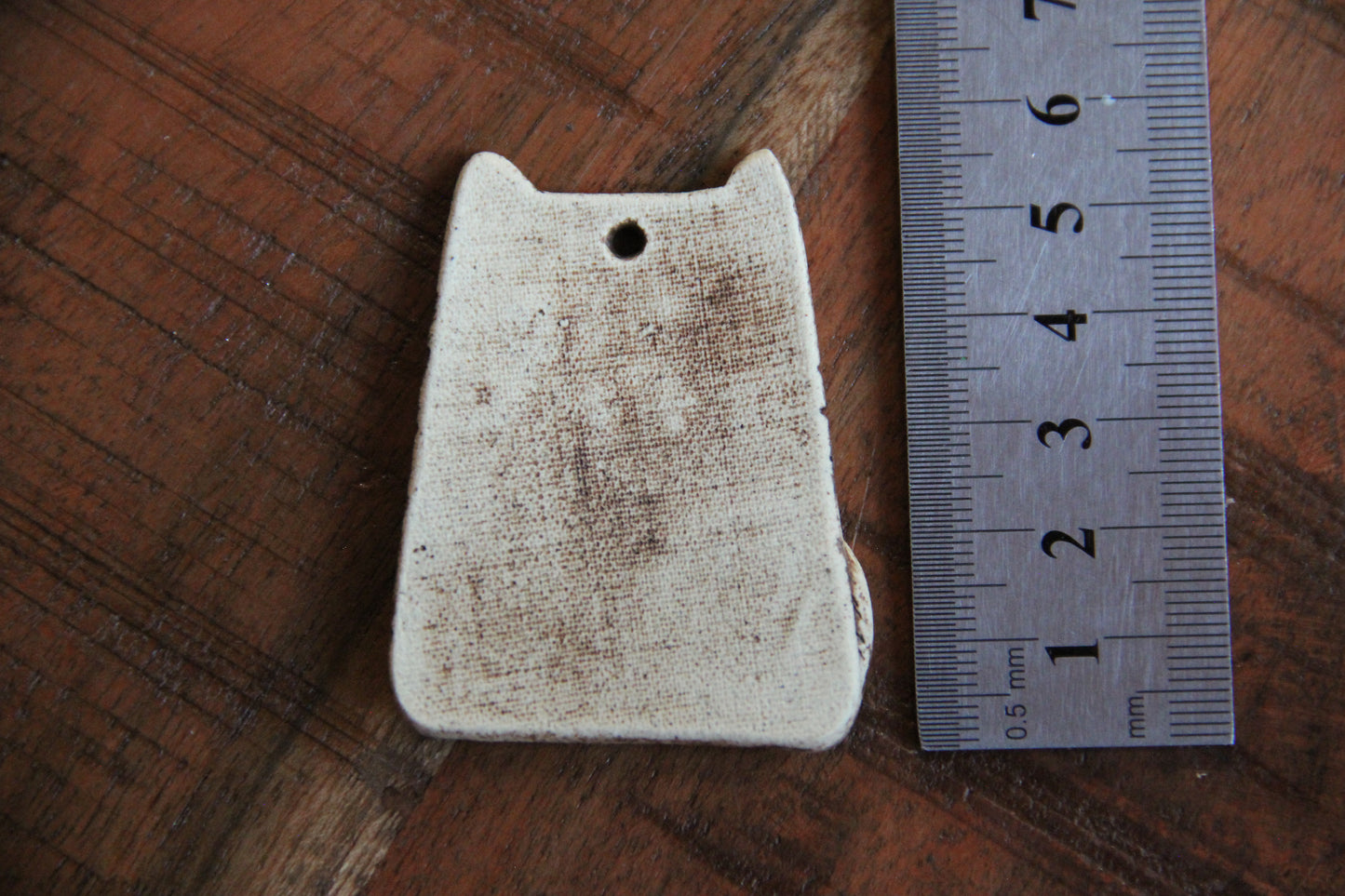 SALE - STRIPED CAT WITH A TAIL - Stoneware Rustic Pendant