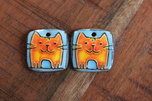 Kitty - ceramic earring dangles