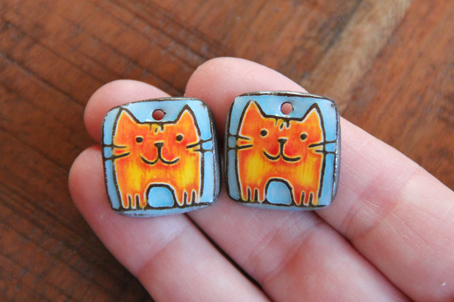 Kitty - ceramic earring dangles
