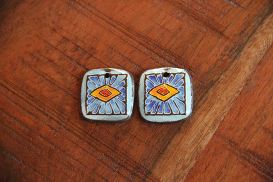 Earring Pair, handmade ceramic beads
