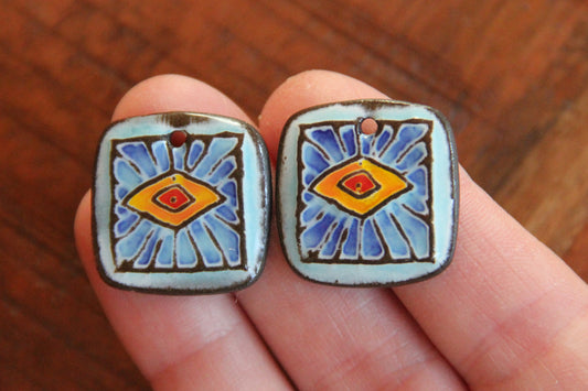 Earring Pair, handmade ceramic beads
