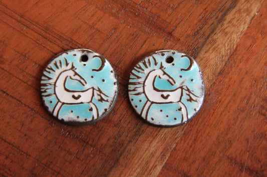 Horses - a pair of ceramic earring dangles