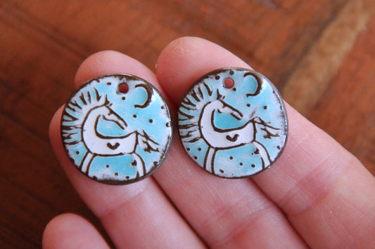 Horses - a pair of ceramic earring dangles