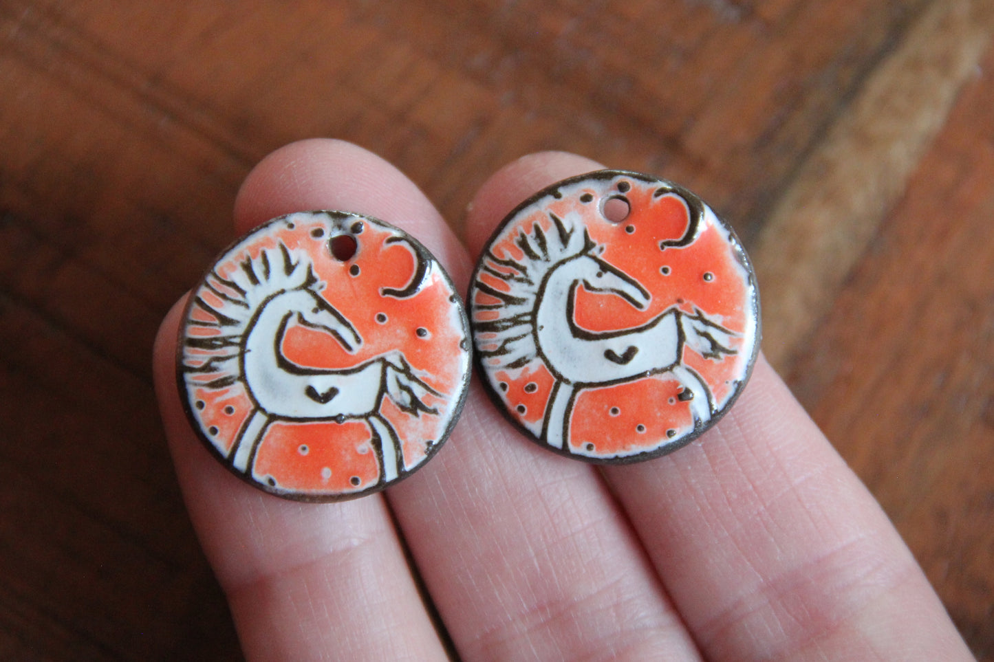 Horses - a pair of ceramic earring dangles