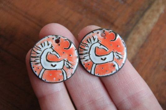 Horses - a pair of ceramic earring dangles