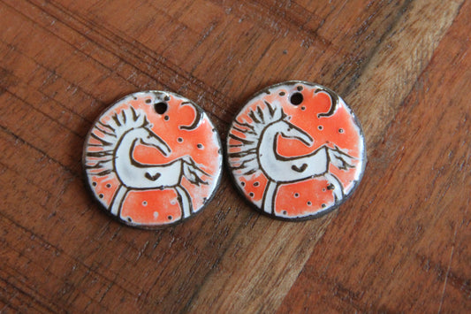 Horses - a pair of ceramic earring dangles