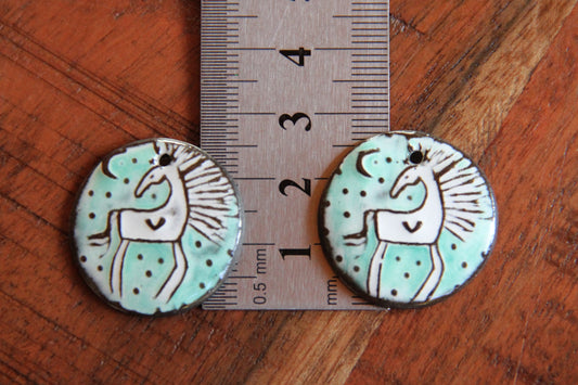 Horses - a pair of ceramic earring dangles