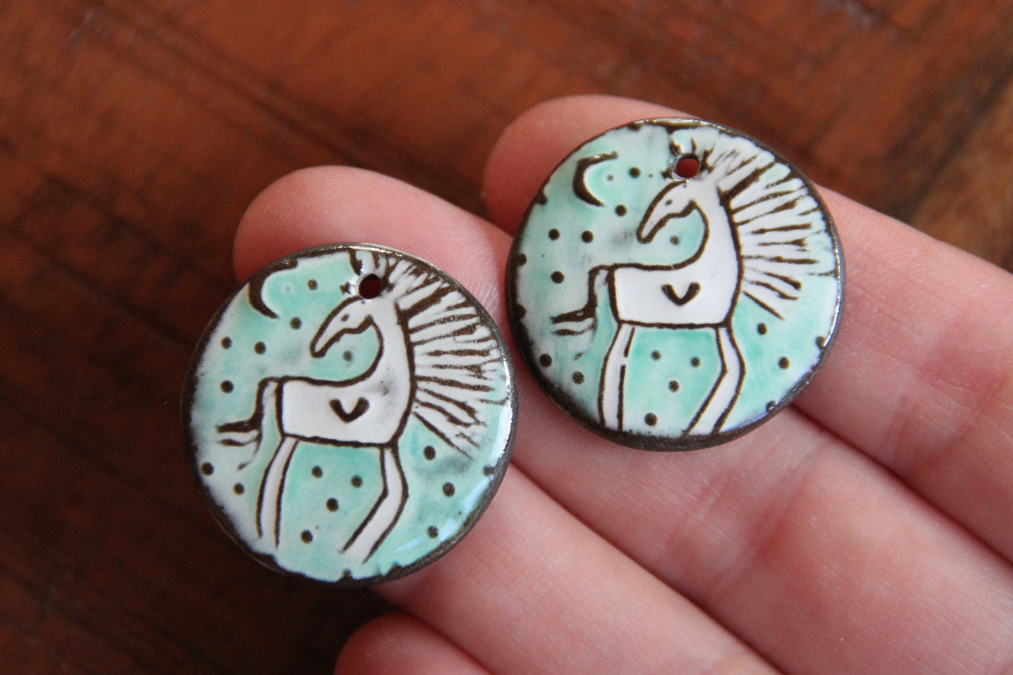 Horses - a pair of ceramic earring dangles