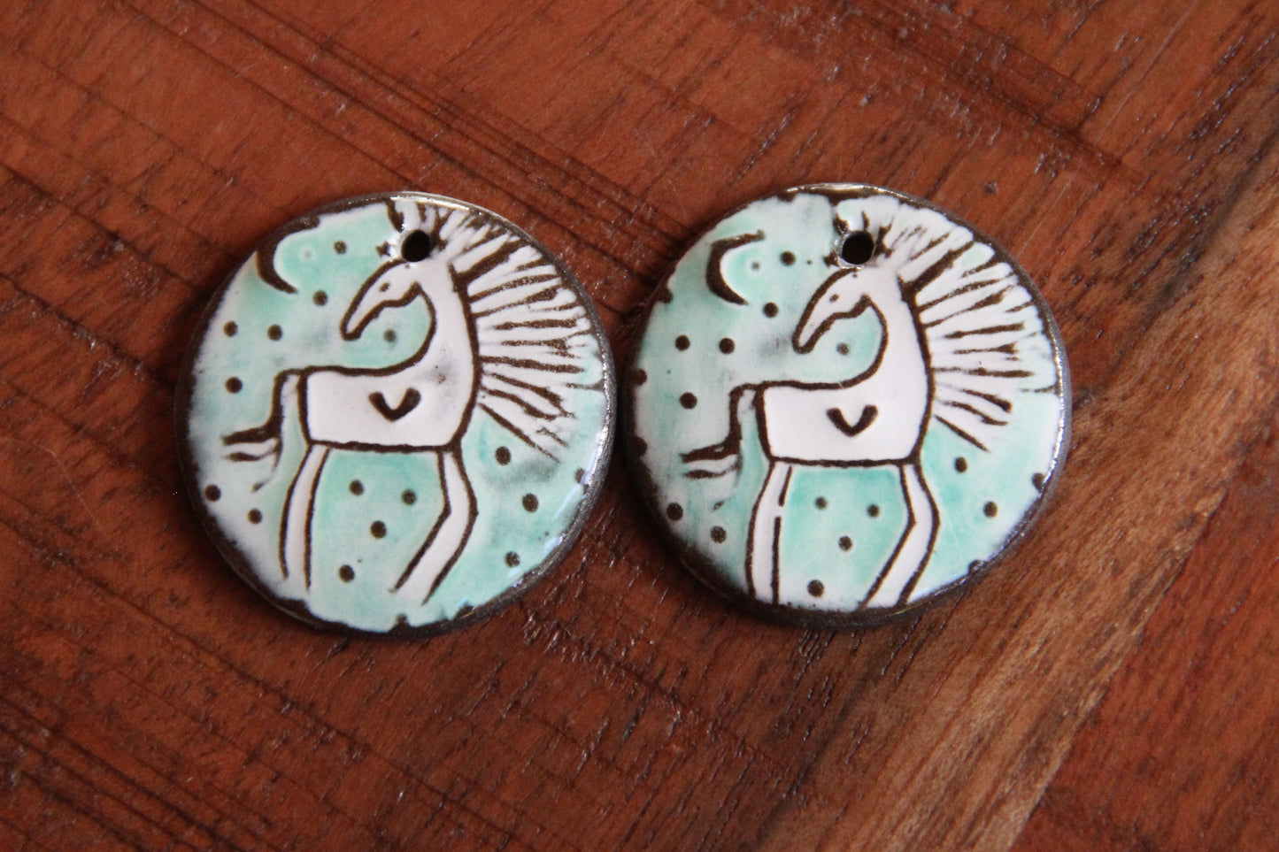 Horses - a pair of ceramic earring dangles