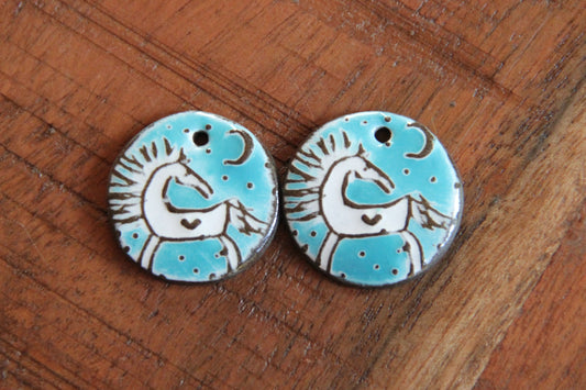 Horses - a pair of ceramic earring dangles