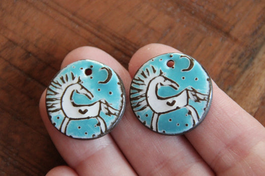 Horses - a pair of ceramic earring dangles