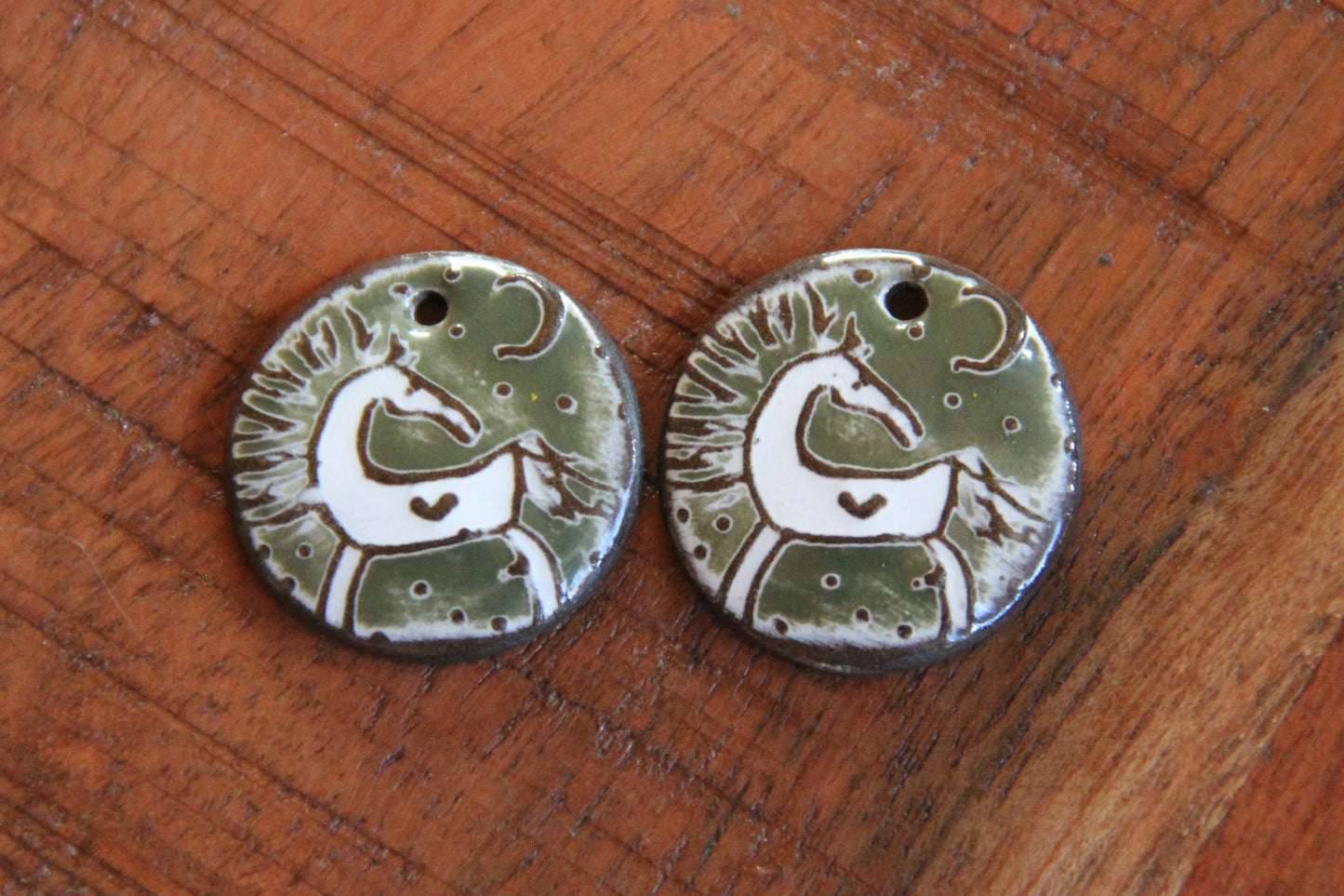 Horses - a pair of ceramic earring dangles