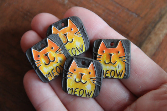 Kitty - ceramic earring dangles
