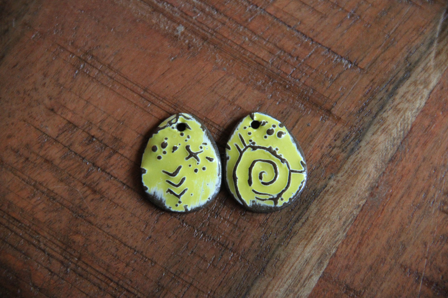 Earring Pair, handmade ceramic beads