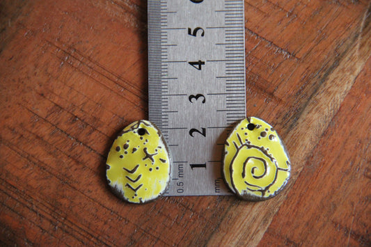 Earring Pair, handmade ceramic beads