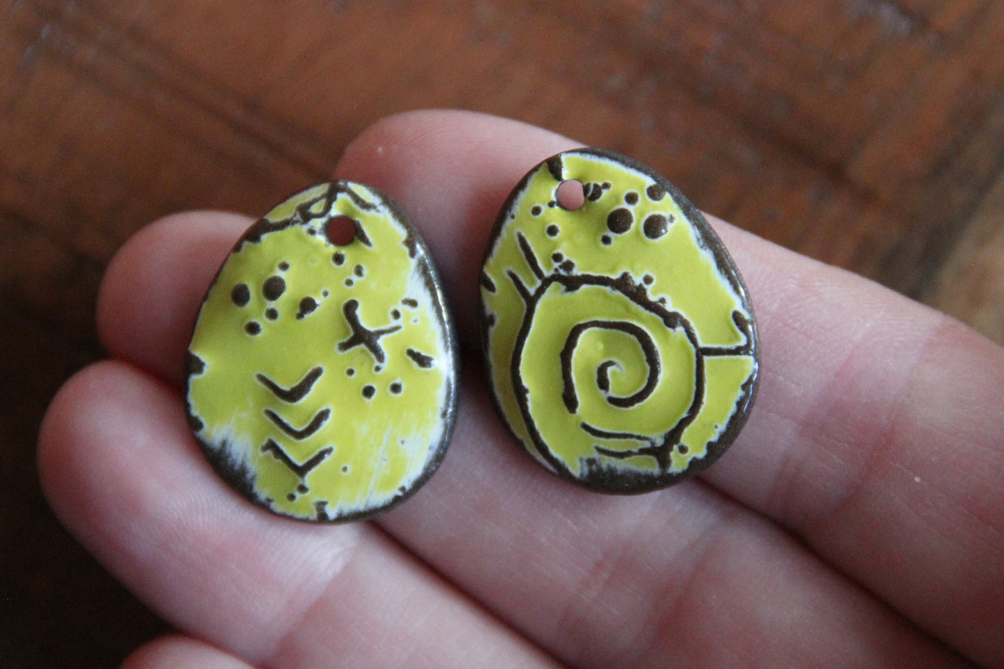 Earring Pair, handmade ceramic beads