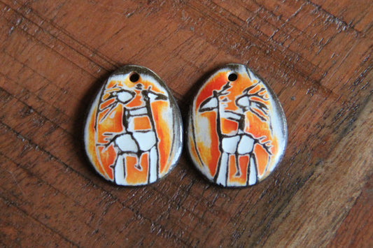 Riding my horse... a pair of ceramic earring dangles