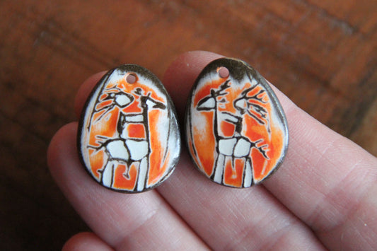 Riding my horse... a pair of ceramic earring dangles